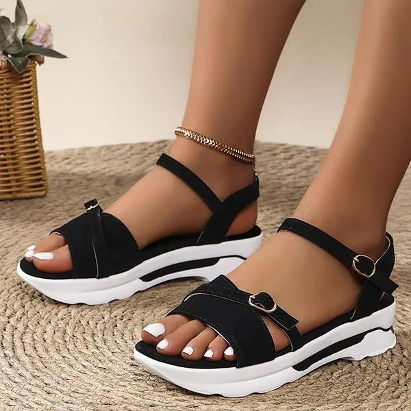 Women's Strappy Thick-Soled Wedge Sandals 92465921C