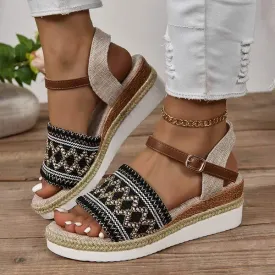 Women's thick-soled linen sandals 84032404C
